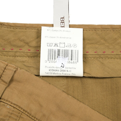 BERWICH “CHIAIA-GD” ストレッチコットン ワンタックヘリンボーンパンツ