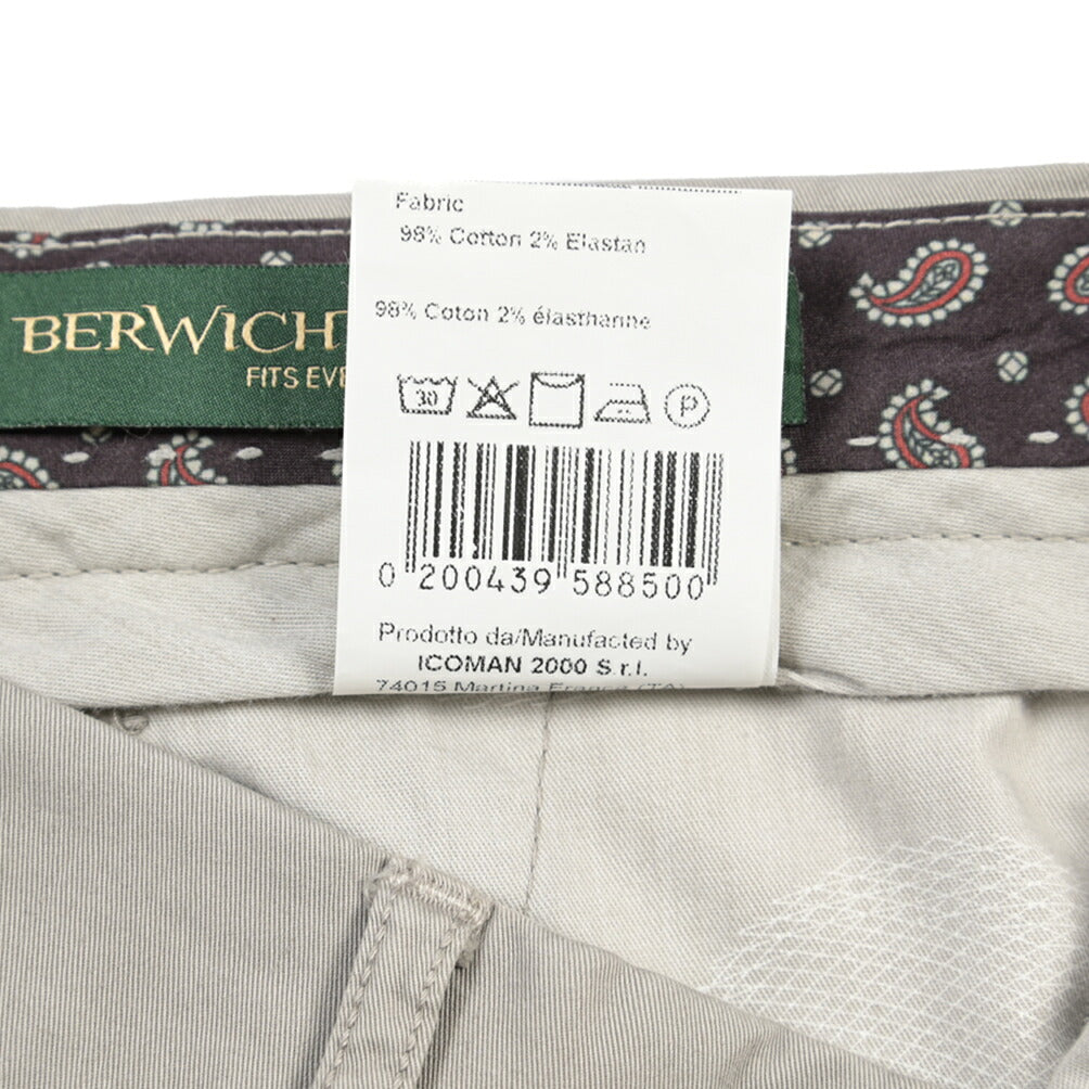 BERWICH “YRETRO-GD” ストレッチコットン ノータックチノパンツ