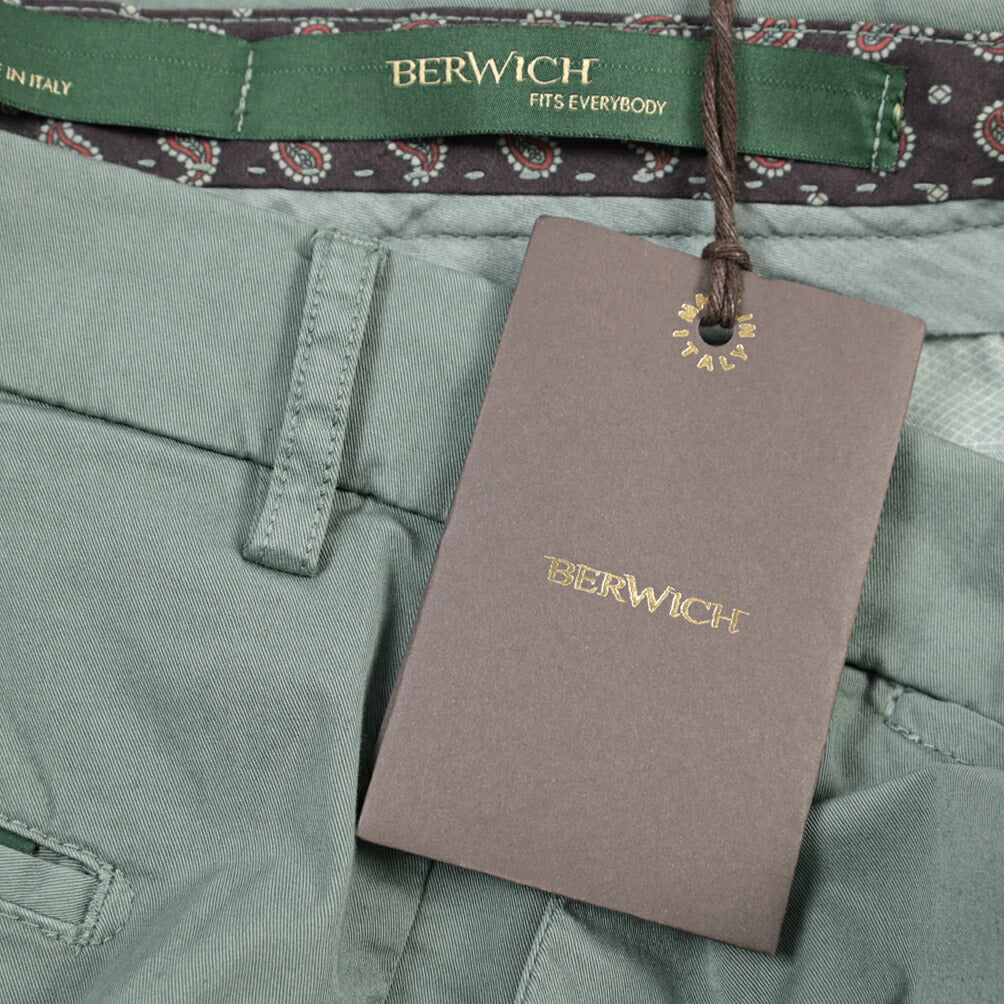 BERWICH “YRETRO-GD” ストレッチコットン ノータックチノパンツ