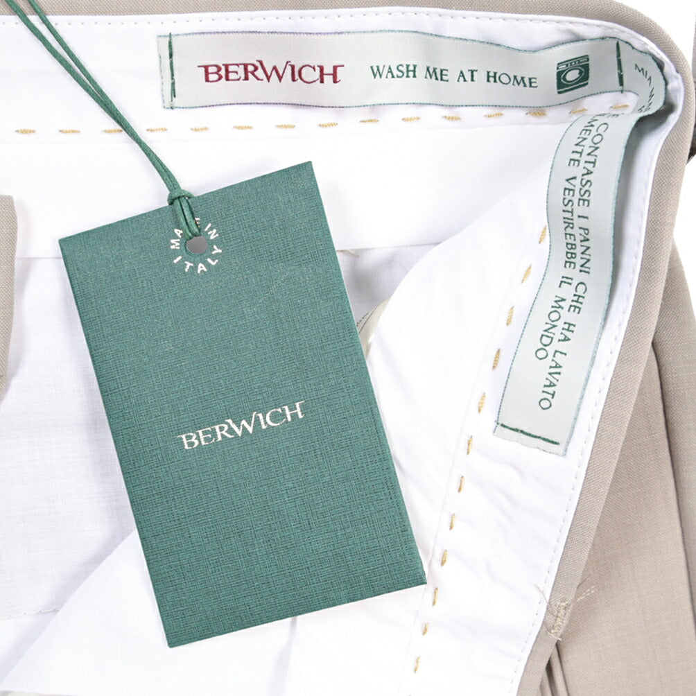 BERWICH “RETRO LONG” ストレッチウール ワンタックスラックス