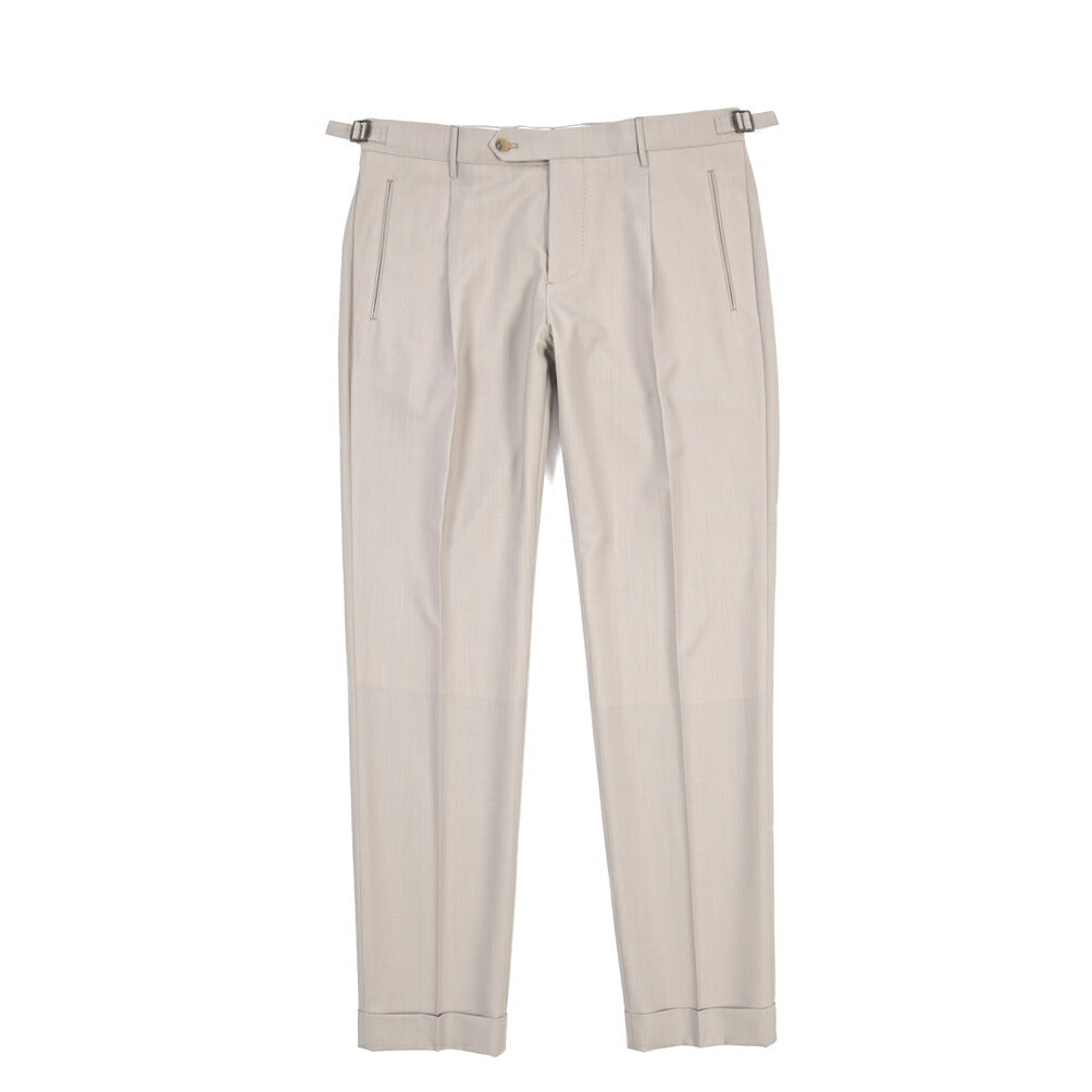 BERWICH “RETRO LONG” ストレッチウール ワンタックスラックス