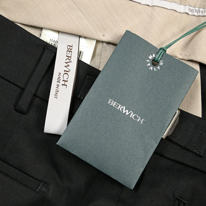 BERWICH “RETRO LONG” ストレッチコットン ワンタックパンツ