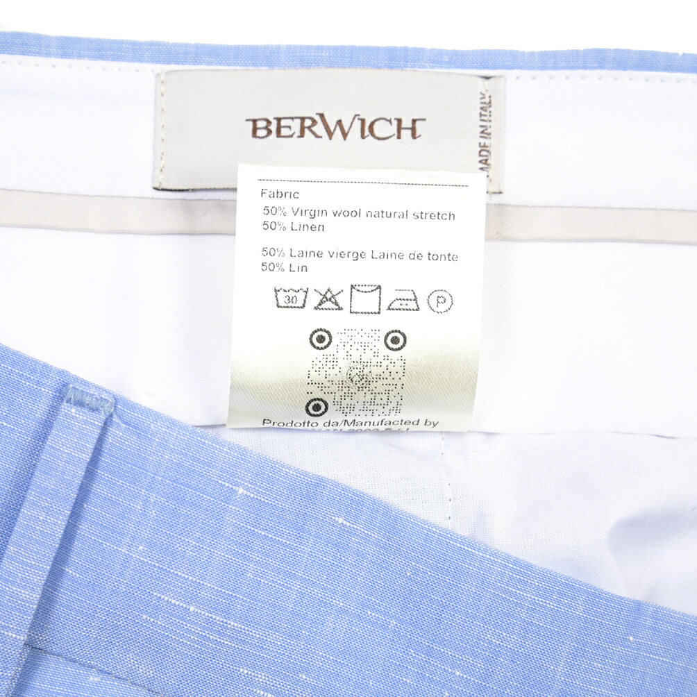 BERWICH “NEGRONI LUX” リネン混ウール ツータックスラックス