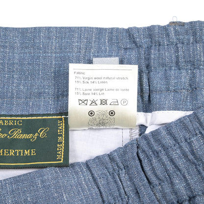 SUMMER SALE｜BERWICH “SPIAGGIA 1P” リネン混ウール ドローコード付きワンタックスラックス / Loro Piana製生地 (SUMMERTIME)