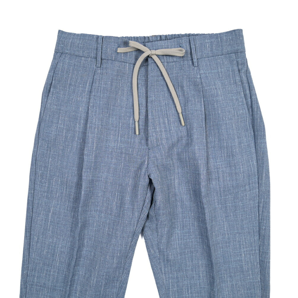 SUMMER SALE｜BERWICH “SPIAGGIA 1P” リネン混ウール ドローコード付きワンタックスラックス / Loro Piana製生地 (SUMMERTIME)