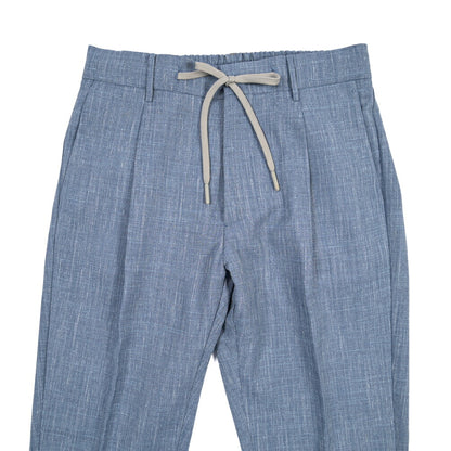 SUMMER SALE｜BERWICH “SPIAGGIA 1P” リネン混ウール ドローコード付きワンタックスラックス / Loro Piana製生地 (SUMMERTIME)