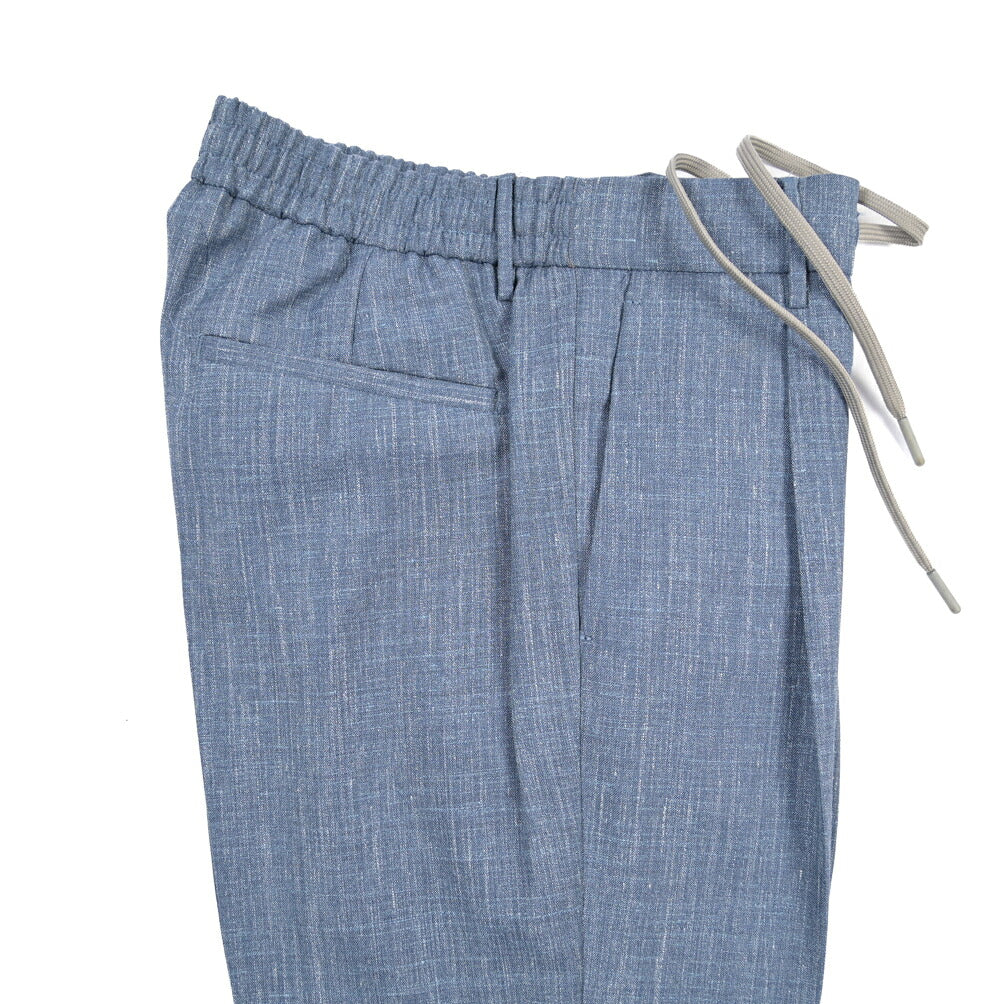 SUMMER SALE｜BERWICH “SPIAGGIA 1P” リネン混ウール ドローコード付きワンタックスラックス / Loro Piana製生地 (SUMMERTIME)