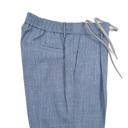 SUMMER SALE｜BERWICH “SPIAGGIA 1P” リネン混ウール ドローコード付きワンタックスラックス / Loro Piana製生地 (SUMMERTIME)