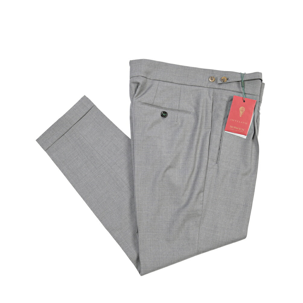 SUMMER SALE｜BERWICH “RETRO GURKHA” ヴァージンウール100% ワンタックベルトレススラックス / Loro Piana製生地 (FAIRWAY)