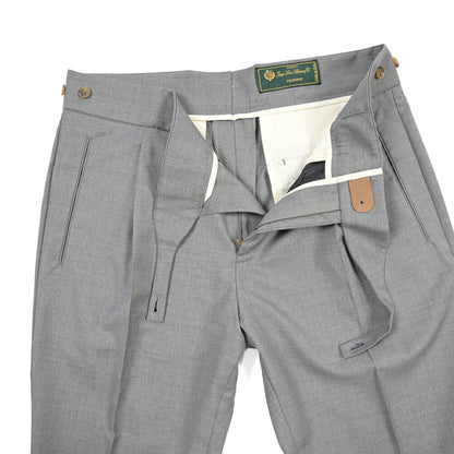 SUMMER SALE｜BERWICH “RETRO GURKHA” ヴァージンウール100% ワンタックベルトレススラックス / Loro Piana製生地 (FAIRWAY)