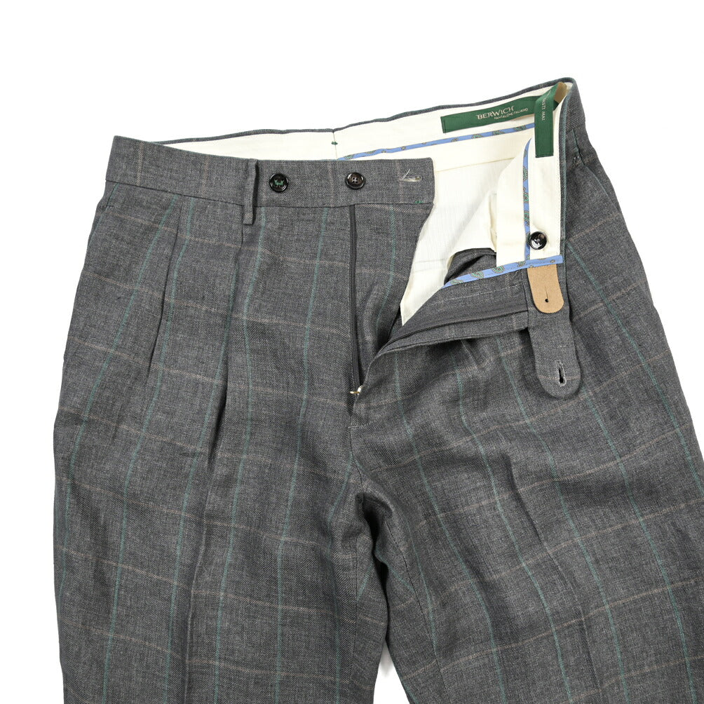SUMMER SALE｜BERWICH “NEGRONI LUX” リネン100% ツータックスラックス