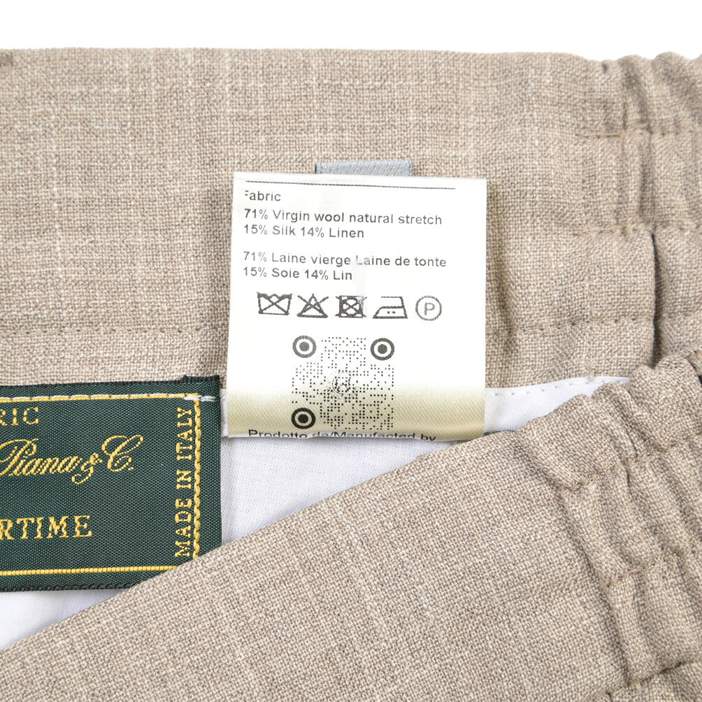 SUMMER SALE｜BERWICH “SPIAGGIA 1P” リネン混ウール ドローコード付きワンタックスラックス / Loro Piana製生地 (SUMMERTIME)