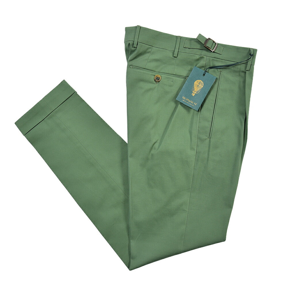 BERWICH “RETRO LONG” ストレッチコットン ワンタックパンツ