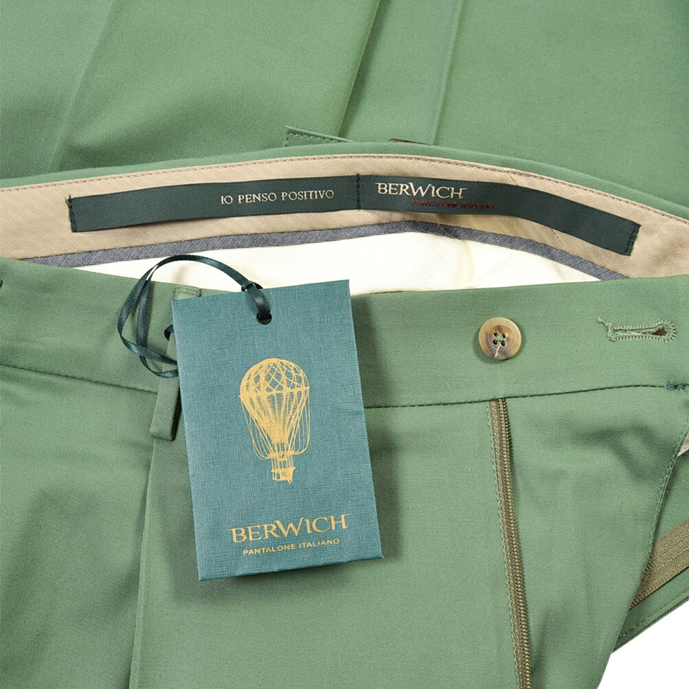 BERWICH “RETRO LONG” ストレッチコットン ワンタックパンツ
