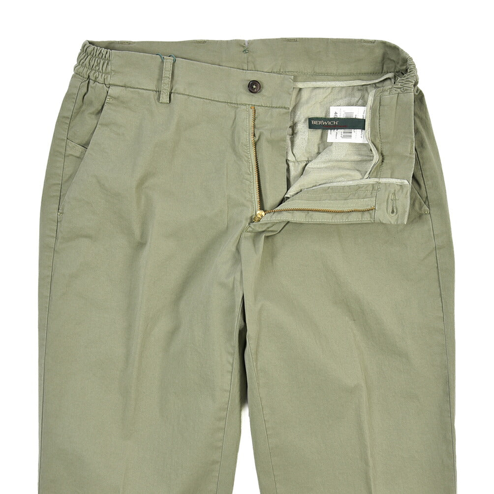 BERWICH “MORELLO ELAX-GD” ストレッチコットン ノータックチノパンツ