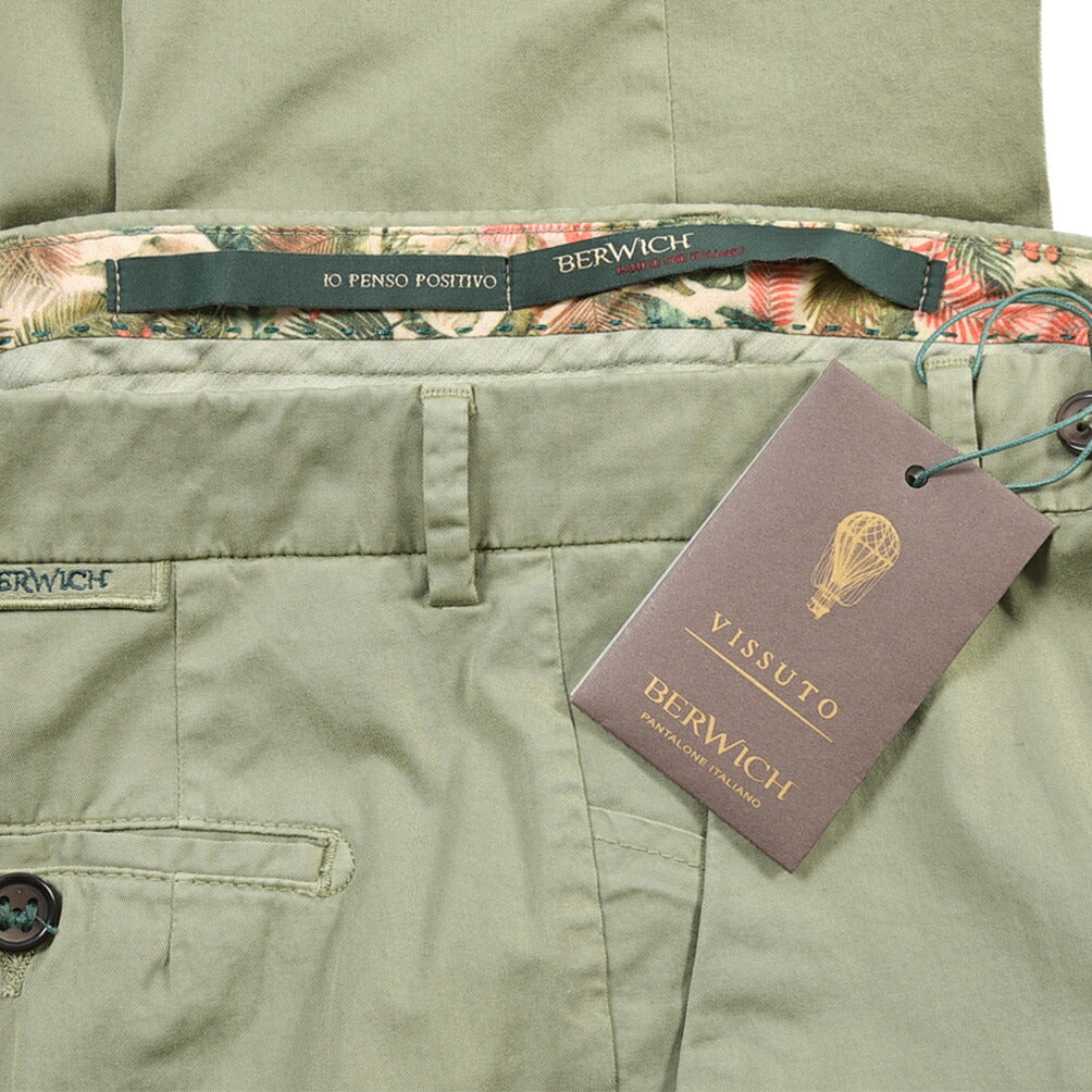BERWICH “MORELLO-GD” ストレッチコットン ノータックチノパンツ