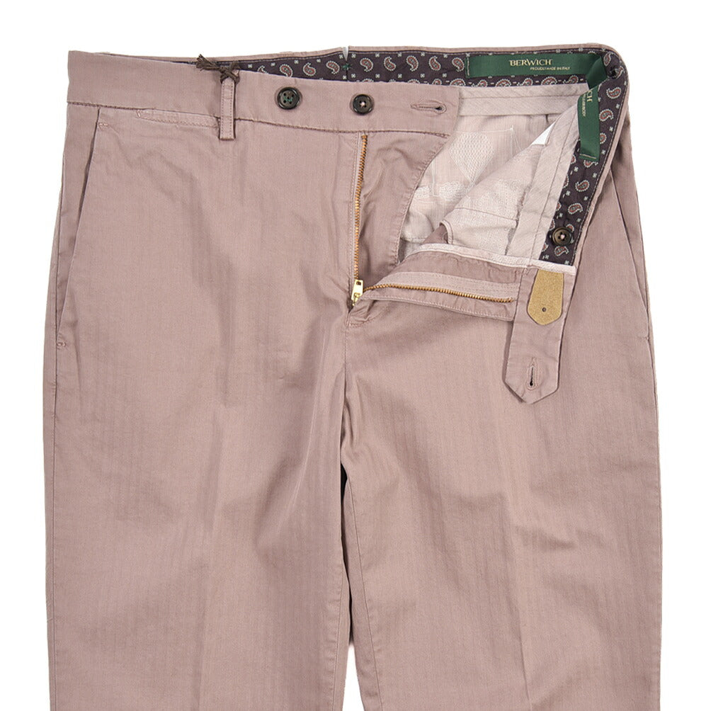 BERWICH “YRETRO-GD” ストレッチコットン ノータックチノパンツ
