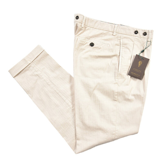 BERWICH “BARBER LONG-GD” ストレッチコットン ツータックチノパンツ