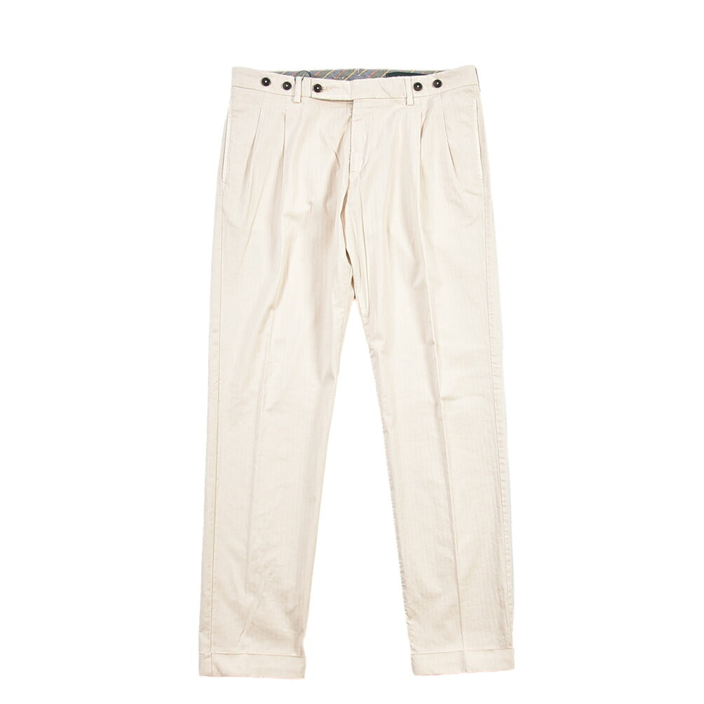 BERWICH “BARBER LONG-GD” ストレッチコットン ツータックチノパンツ
