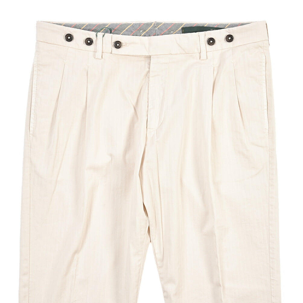 BERWICH “BARBER LONG-GD” ストレッチコットン ツータックチノパンツ