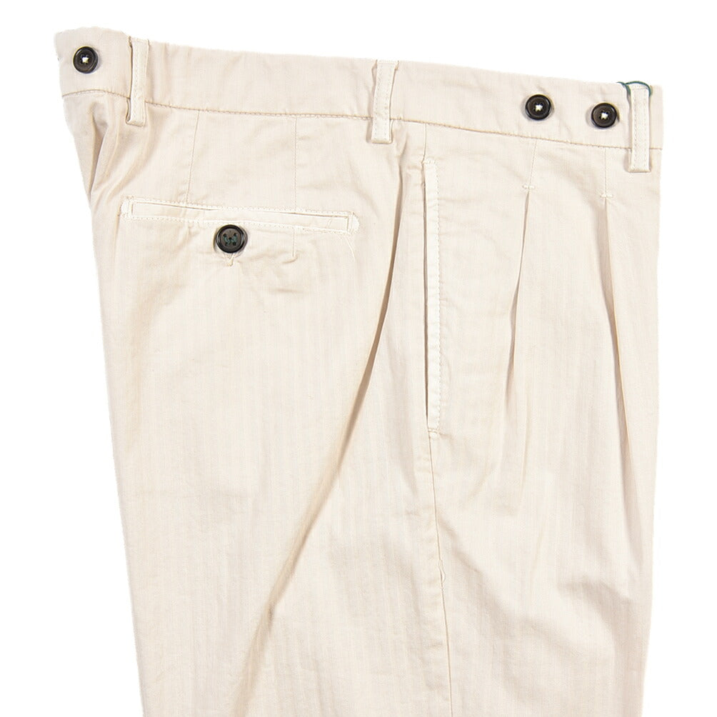 BERWICH “BARBER LONG-GD” ストレッチコットン ツータックチノパンツ