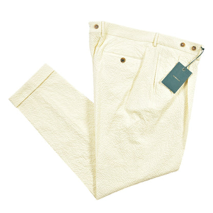 BERWICH “BARBER LONG” ストレッチコットン シアサッカー ツータックパンツ