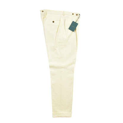BERWICH “BARBER LONG” ストレッチコットン シアサッカー ツータックパンツ