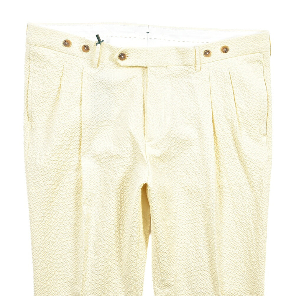 BERWICH “BARBER LONG” ストレッチコットン シアサッカー ツータックパンツ