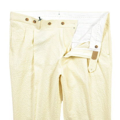 BERWICH “BARBER LONG” ストレッチコットン シアサッカー ツータックパンツ