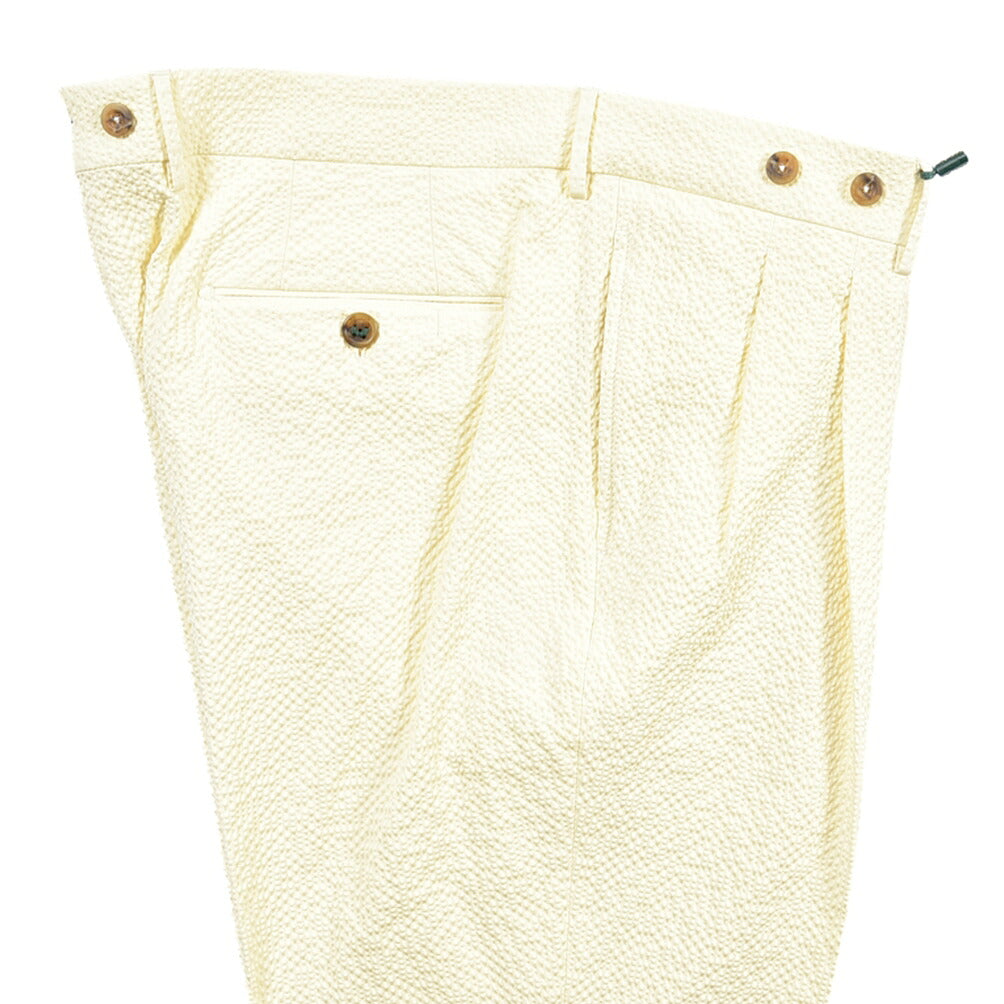 BERWICH “BARBER LONG” ストレッチコットン シアサッカー ツータックパンツ