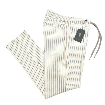 BERWICH “SPIAGGIA 1P” リネン混 ドローコード付きワンタックスラックス