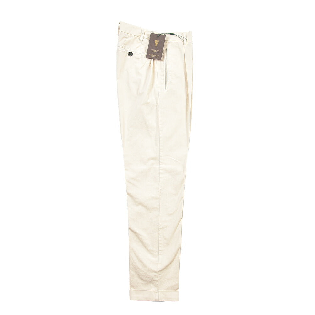 BERWICH “RETRO ELAX-GD” ストレッチコットン ワンタックチノパンツ