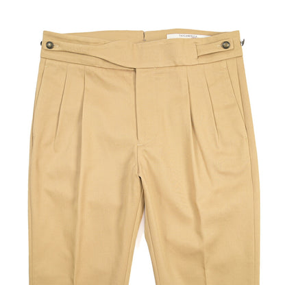 BERWICH “RAFFI GURKHA” コットン100% ツータックベルトレススラックス
