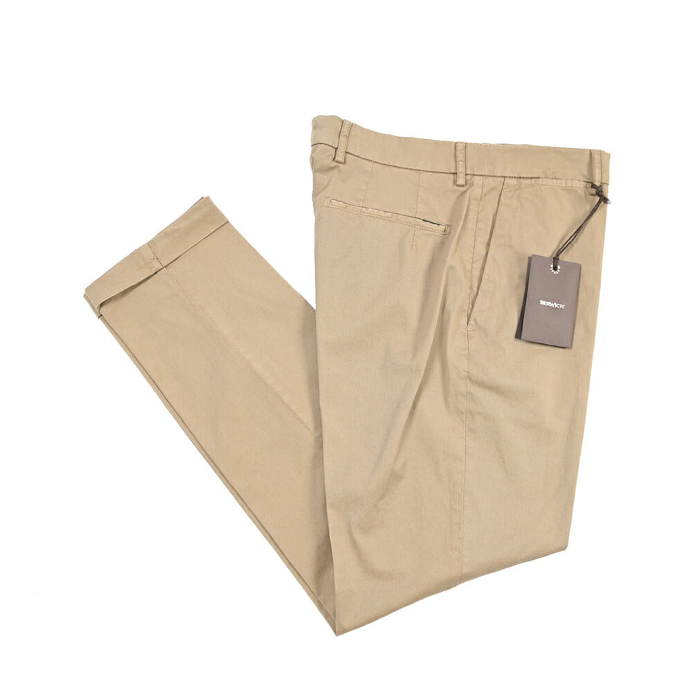 BERWICH “YRETRO-GD” ストレッチコットン ノータックチノパンツ