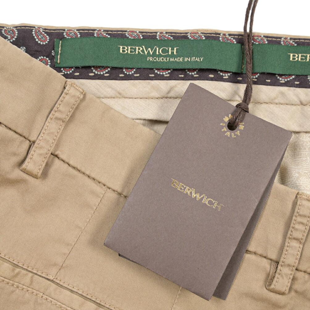 BERWICH “YRETRO-GD” ストレッチコットン ノータックチノパンツ