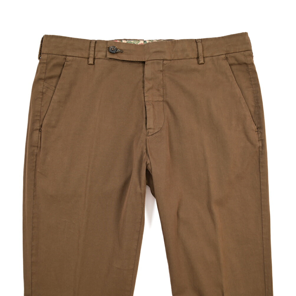 BERWICH “MORELLO-GD” シルク混コットン ノータックチノパンツ