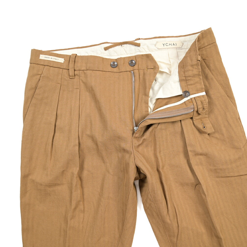 SUMMER SALE｜YCHAI “ROBUSTO” リネン混コットン ツータックパンツ