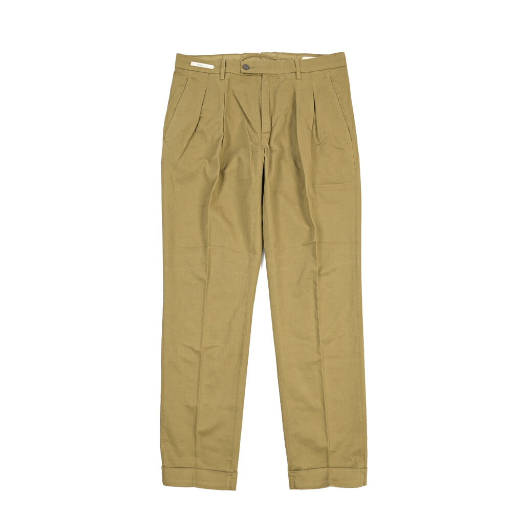 YCHAI “ROBUSTO” リネン混コットン ツータックストレッチパンツ / TAPERED FIT