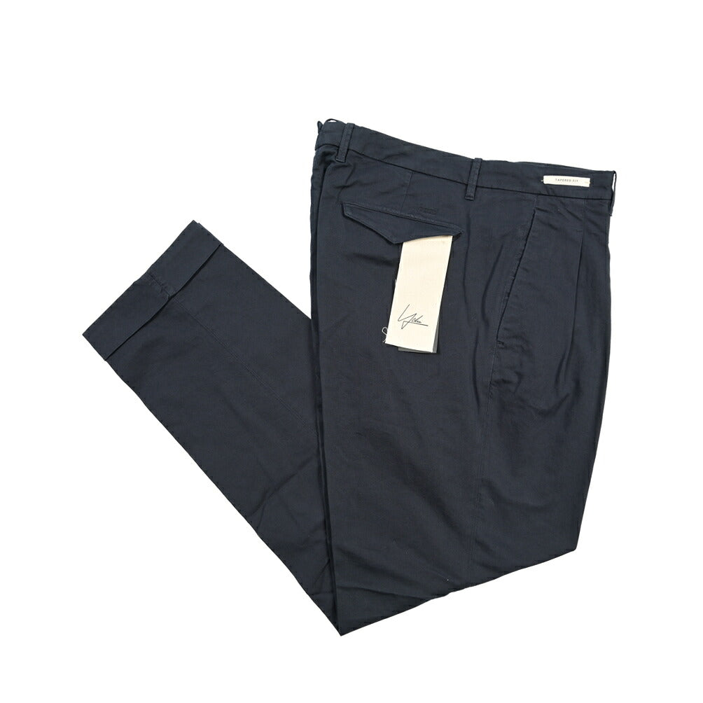 YCHAI “ROBUSTO” リネン混コットン ツータックストレッチパンツ / TAPERED FIT