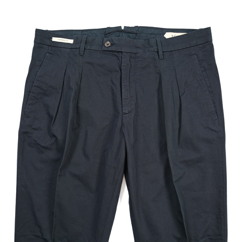 YCHAI “ROBUSTO” リネン混コットン ツータックストレッチパンツ / TAPERED FIT