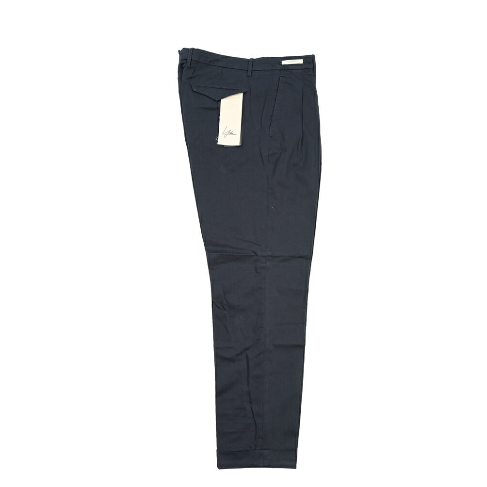 YCHAI “ROBUSTO” リネン混コットン ツータックストレッチパンツ / TAPERED FIT