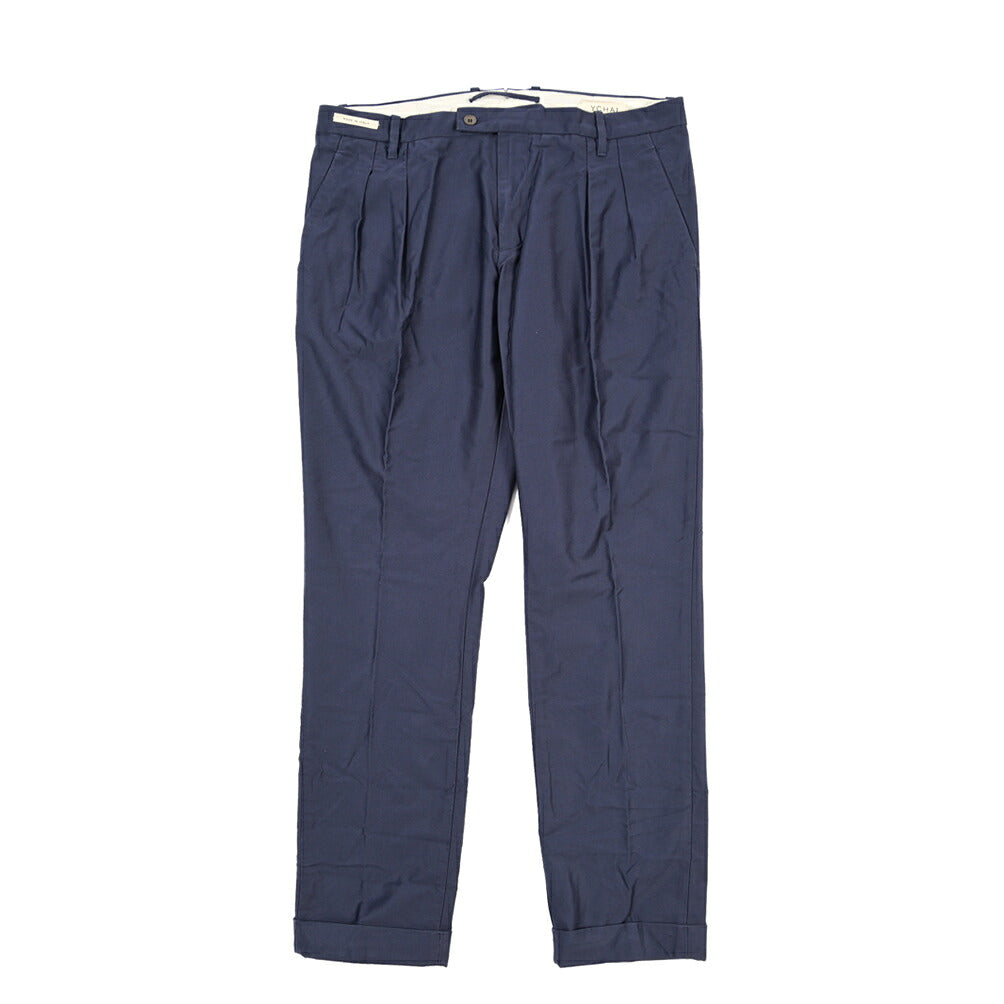 YCHAI “ROBUSTO” コットン100% ツータックチノパンツ / TAPERED FIT