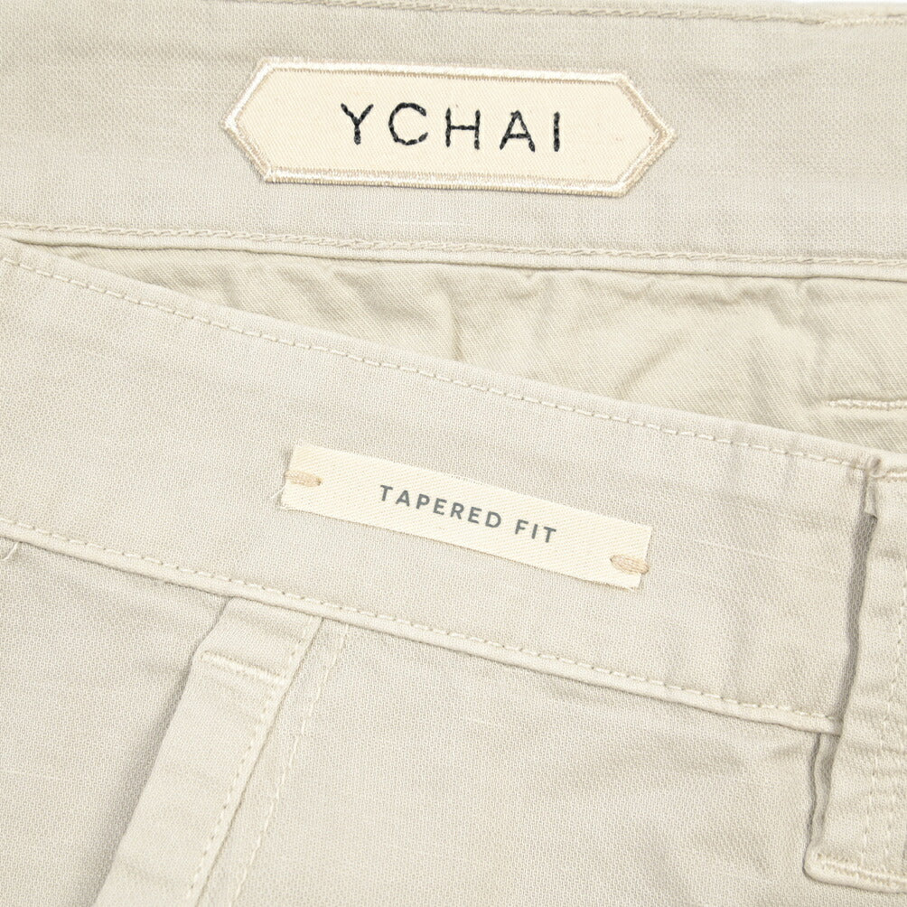 YCHAI “ROBUSTO” リネン混コットン ノータックカーゴパンツ / TAPERED FIT