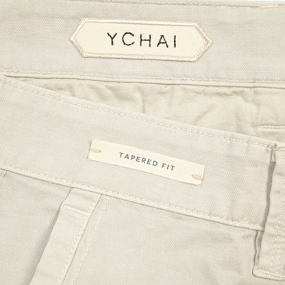 YCHAI “ROBUSTO” リネン混コットン ノータックカーゴパンツ / TAPERED FIT
