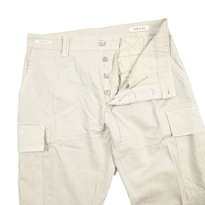 YCHAI “ROBUSTO” リネン混コットン ノータックカーゴパンツ / TAPERED FIT
