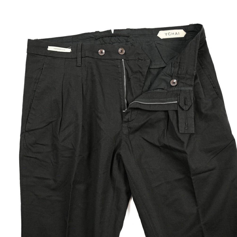 YCHAI “ROBUSTO” リネン混コットン ツータックパンツ / TAPERED FIT