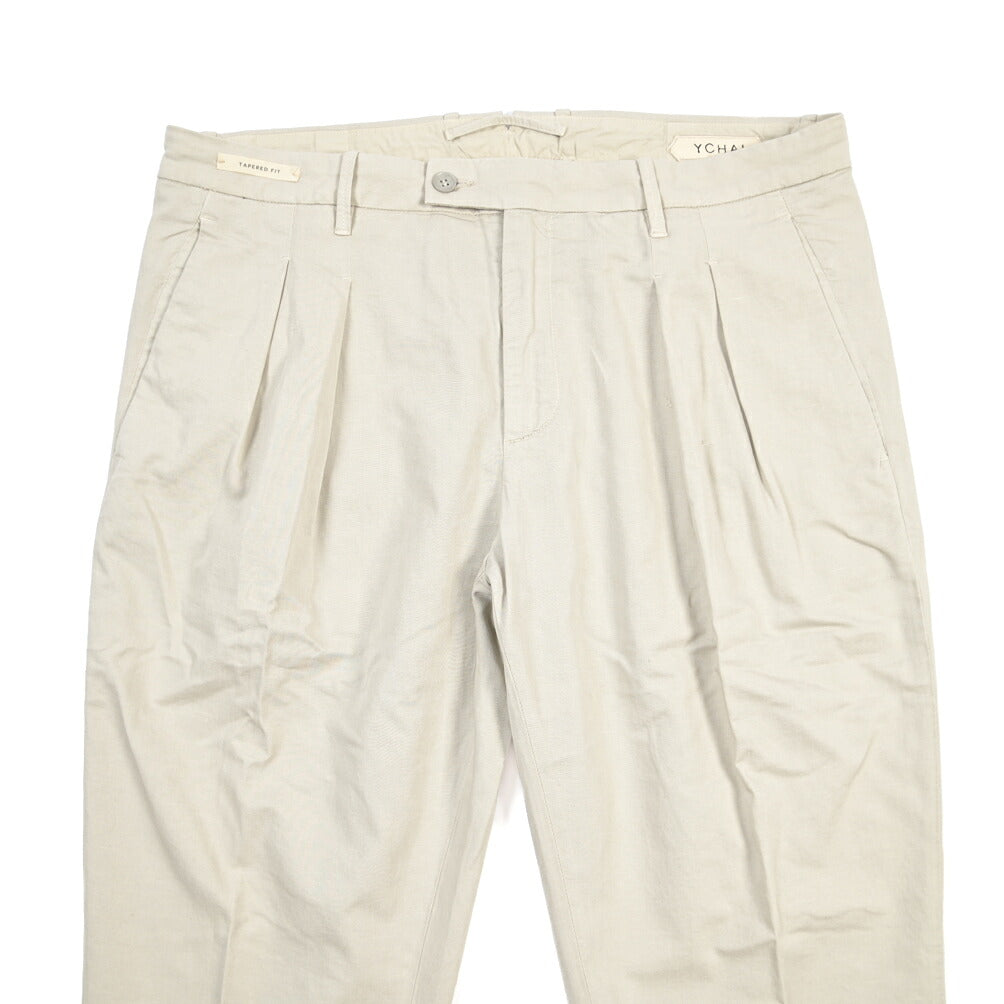 YCHAI “ROBUSTO” リネン混コットン ツータックパンツ / TAPERED FIT