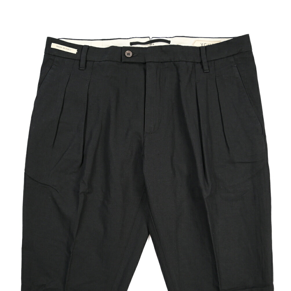 YCHAI “ROBUSTO” リネン混コットン ツータックパンツ / TAPERED FIT