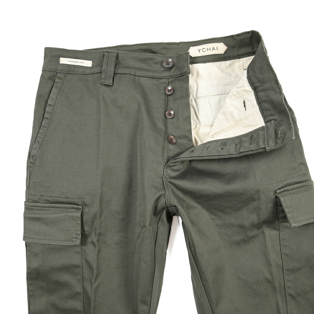 YCHAI “ROBUSTO” ストレッチコットン ノータックカーゴパンツ / TAPERED FIT