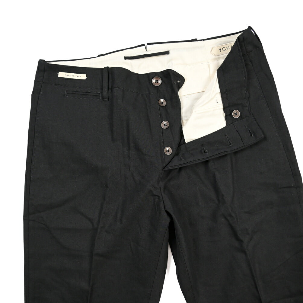 YCHAI “ROBUSTO” リネン混コットン ノータックパンツ / TAPERED FIT